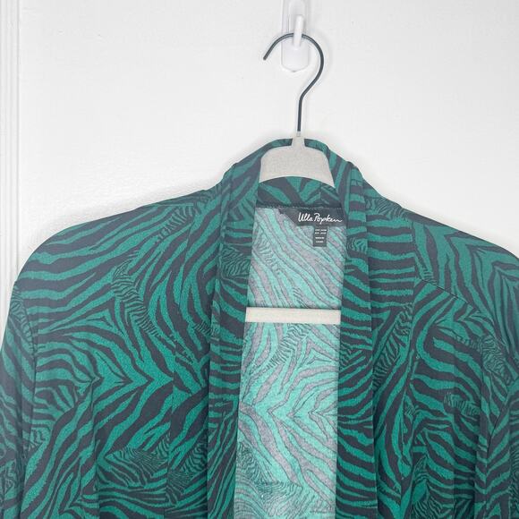 Ulla Popken Green Black Zebra Animal Print Cardigan Layering Lagenlook 24 26 - Picture 4 of 12